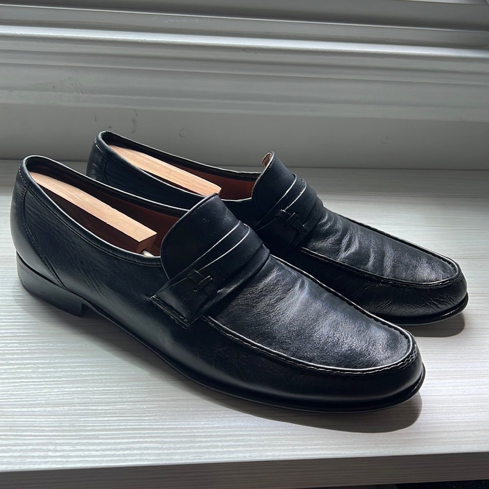 Allen Edmonds Modena Black Leather Penny Loafers Slip On Shoes 13 D
